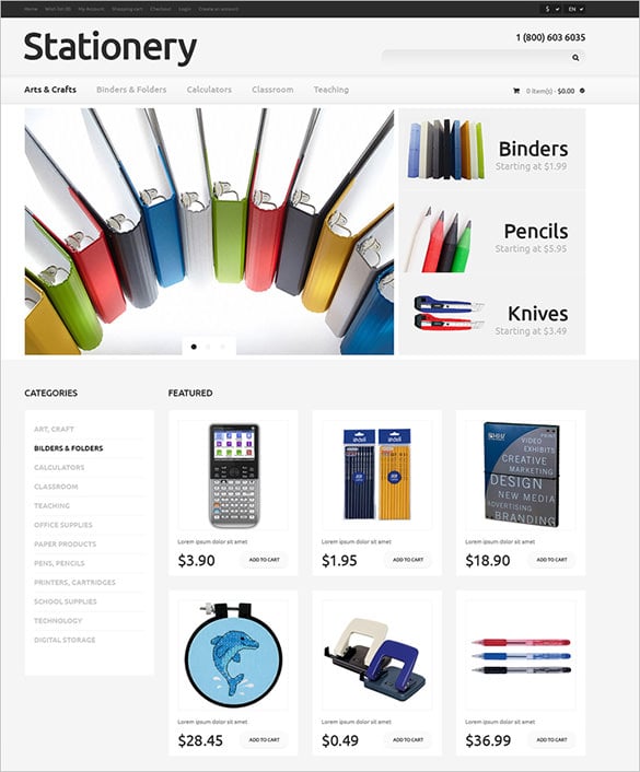 stationery opencart template