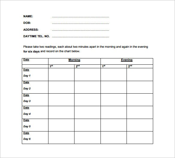 Blood Pressure Chart Template - 13 Free Excel, PDF, Word Documents ...