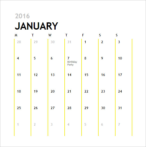 Calendar Template - 42+ Printable Word, Excel, PDF, PSD, Indesign, EPS ...
