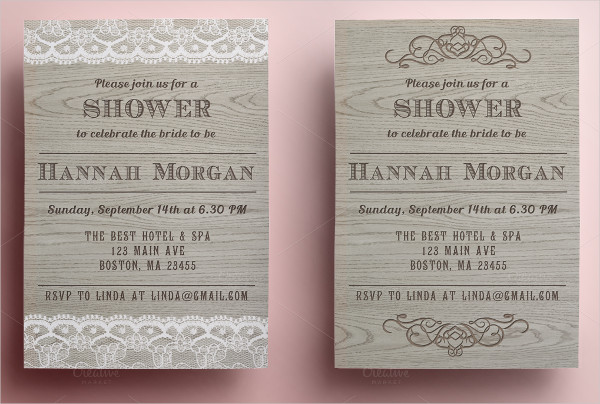 wooden bridal shower invitation