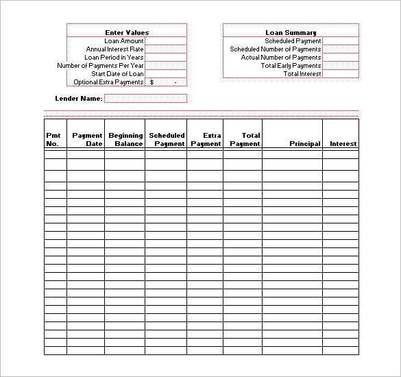 free download sample loan amortization schedule template in excel format