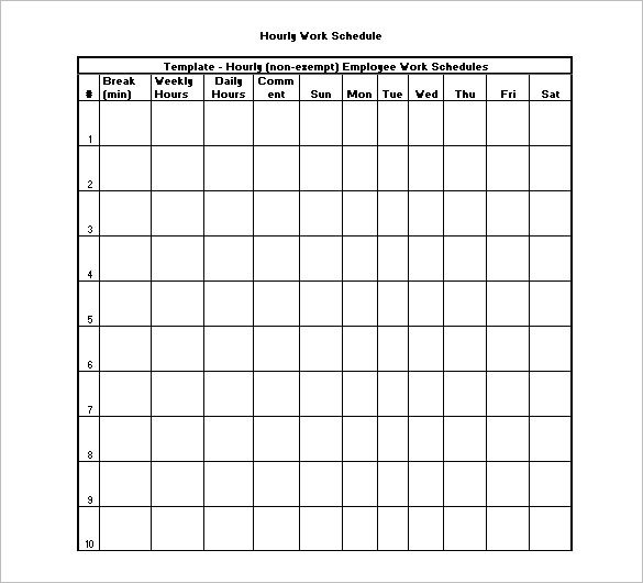 microsoft excel hourly schedule template