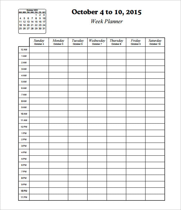 sample weekly hourly schedule template printable online