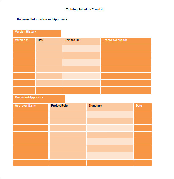 sample editable microsoft training schedule template word doc