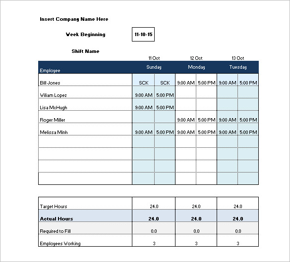 download excel employee shift template in excel