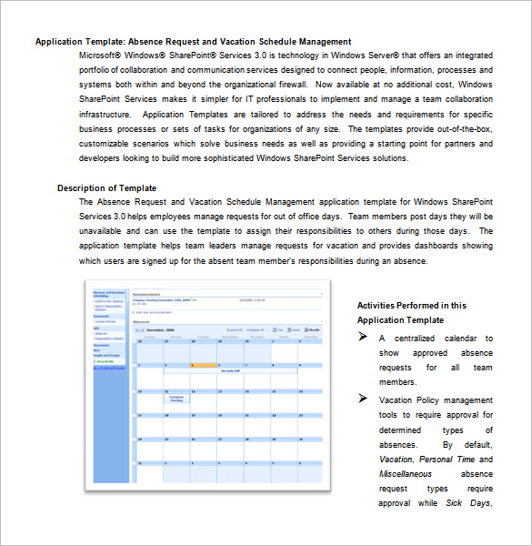 Vacation Schedule Sample Download Brooke Anderson