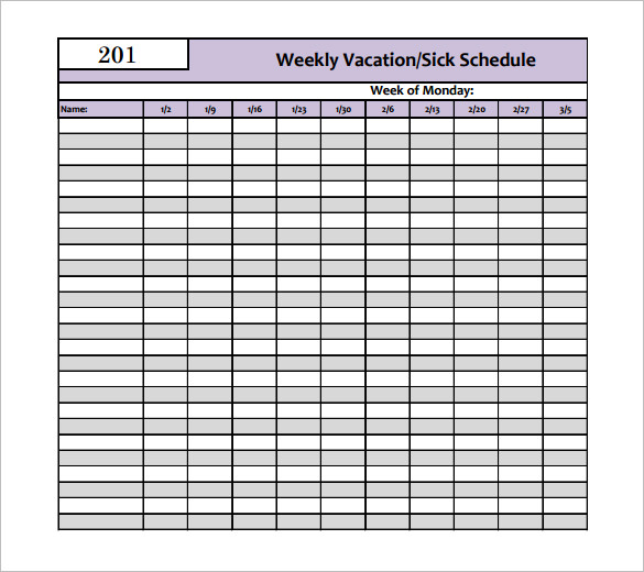 Employee Vacation Schedule Template ~ Excel Templates