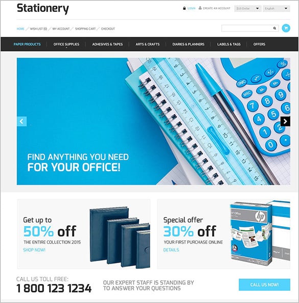 stationery business service opencart theme