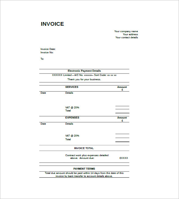 Contract Invoice Template 9+ Free Word, Excel, PDF Format Download