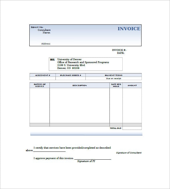 consulting invoice template free