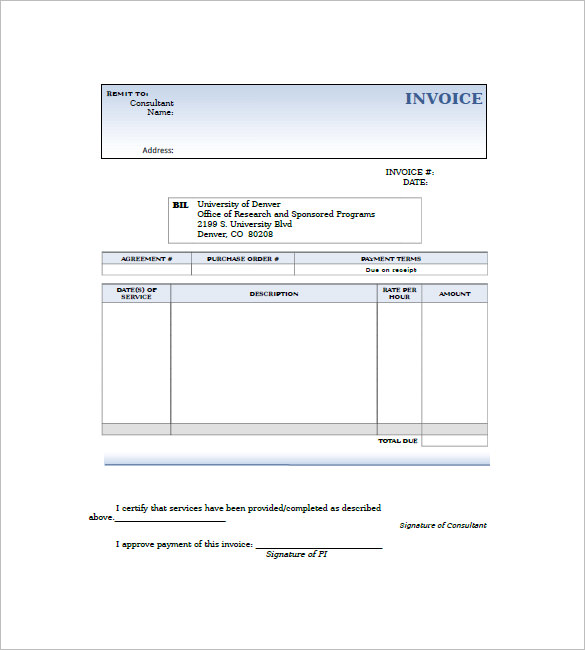 9+ Consultant / Consulting Invoice Templates Free Word, Excel, PDF