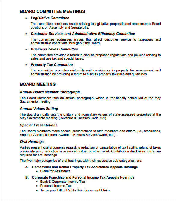sample board meeting agenda schedule template free pdf format