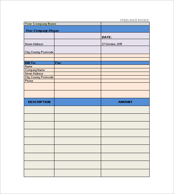 freelance design invoice template