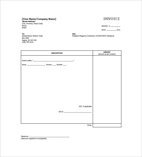 freelance writing invoice template