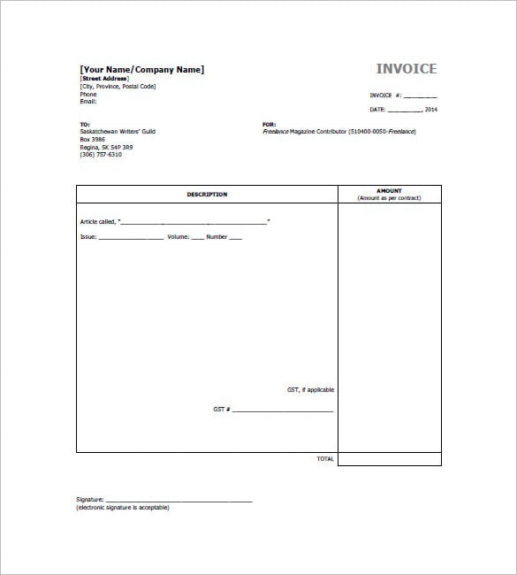 Freelancer Invoice Template 15  Free Word Excel PDF Format Download