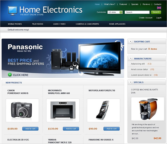 online home electronic store oscommerce theme