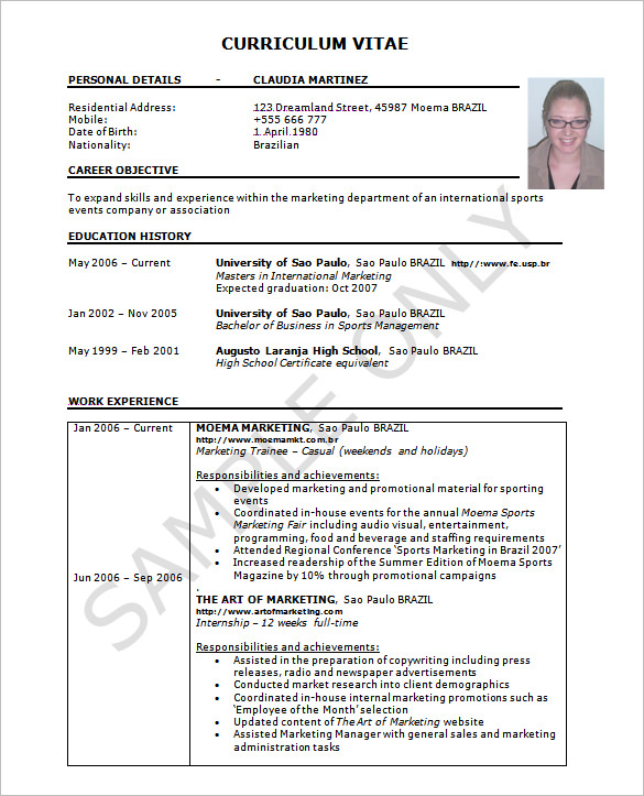 great photo resume sample in word format