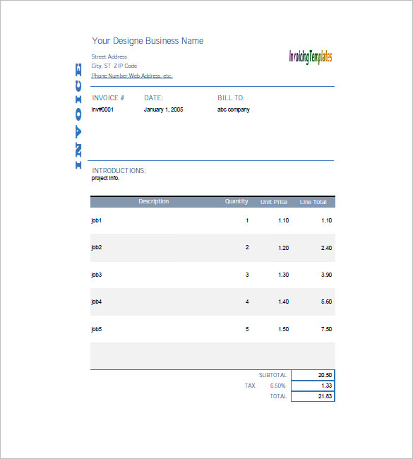 printable general invoice template