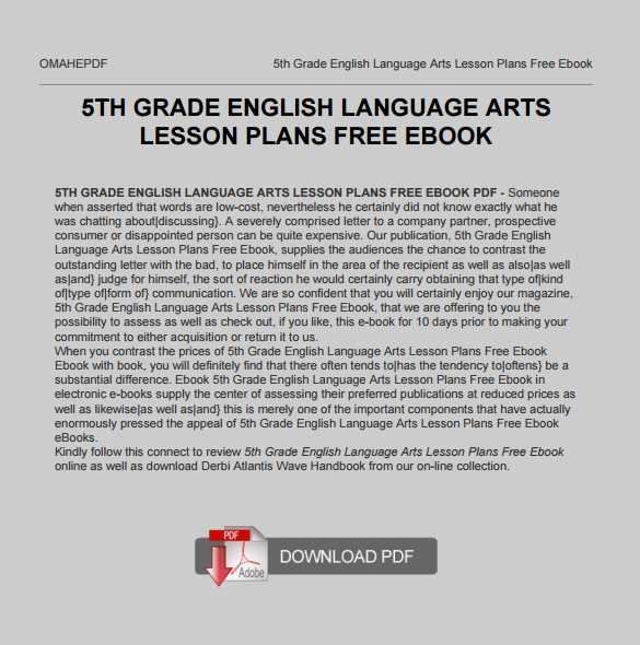 5th Grade Language Arts Lesson Plan Template  lesson plans for 8th grade language arts 3rd have 