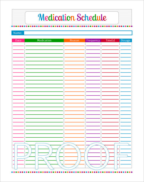 Medicine Schedule Chart Template