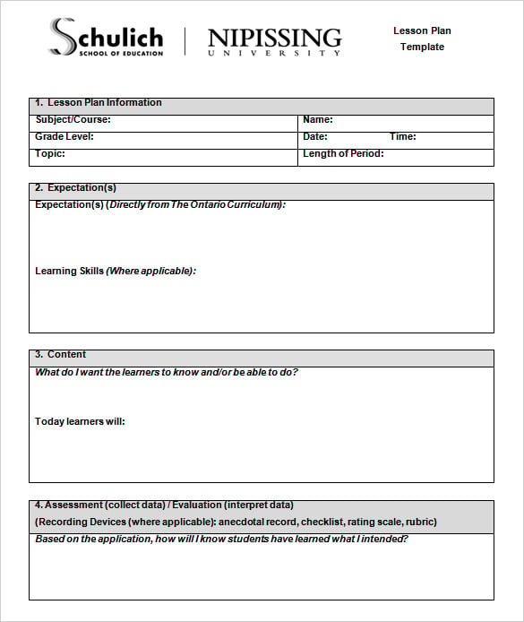 teacher lesson plan template in word doc download