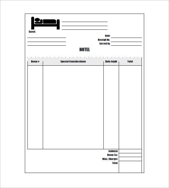 sample hotel invoice template