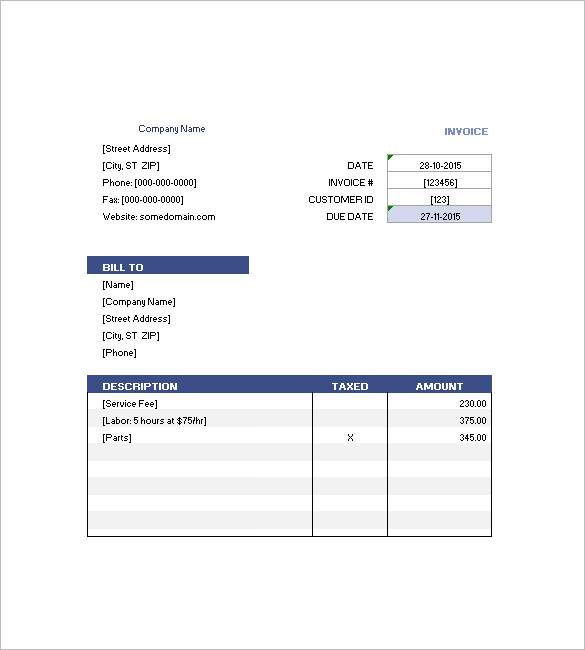 hotel invoice template
 Hotel Invoice Template – 8+ Free Sample, Example, Format Download ...