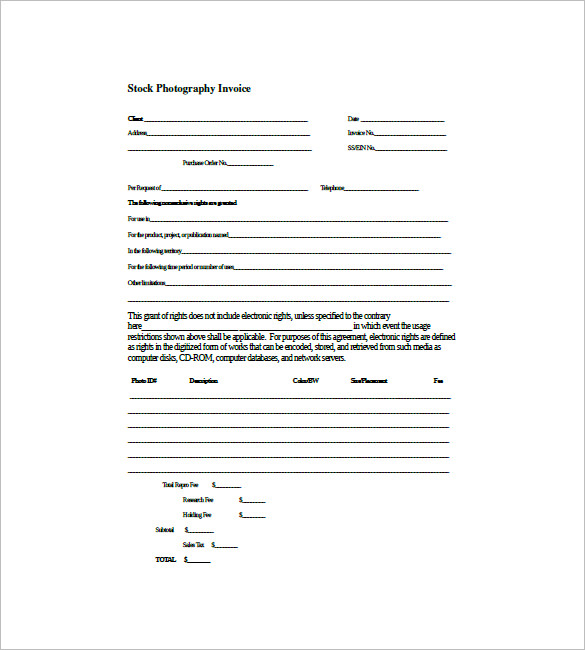 Photography Invoice Template 10  Free Word Excel PDF Format Download