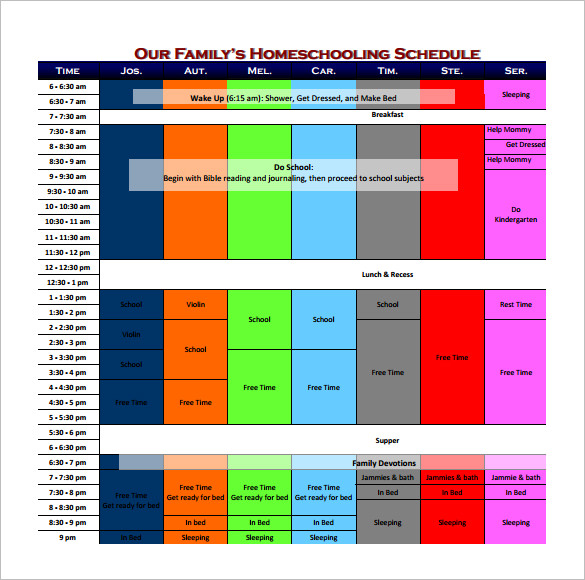 10 Family Schedule Templates Docs PDF