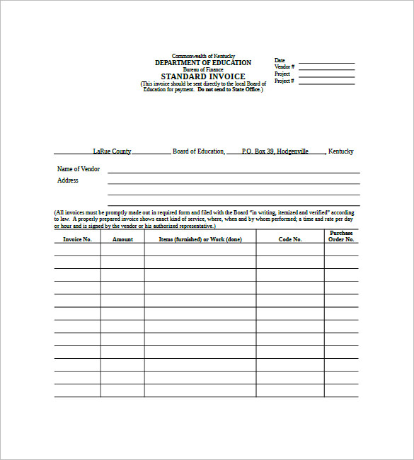 standard invoice template
 Standard Invoice Template – 8+ Free Word, Excel, PDF Format Downlaod ...