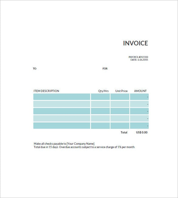 free standard invoice template uk
