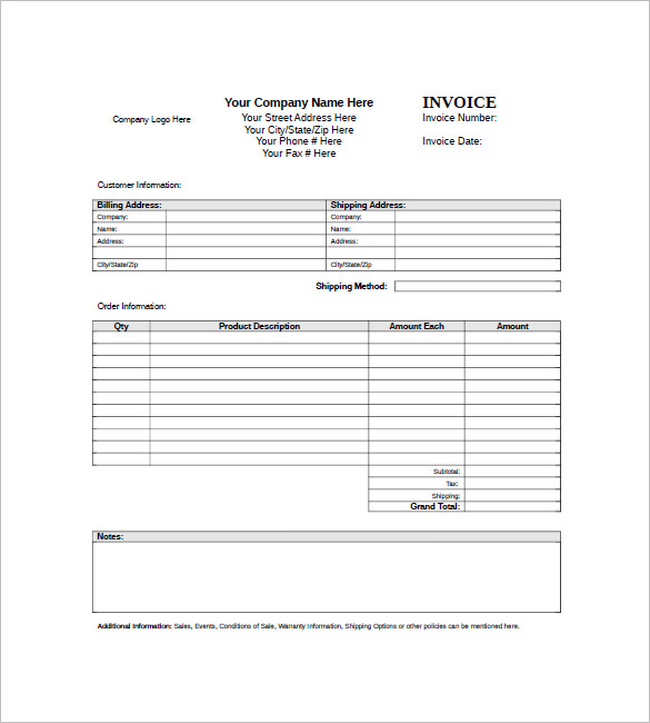 download standard invoice template