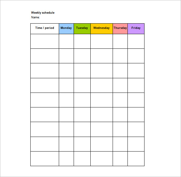 Weekly Itinerary Template Word
