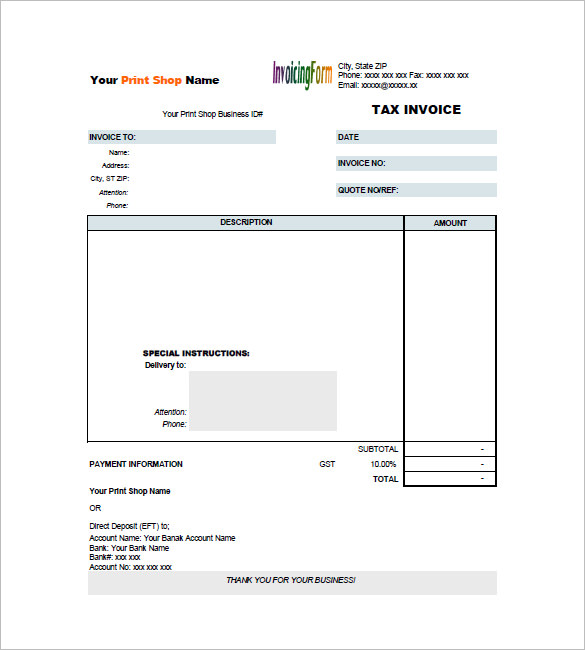 tax invoice sample