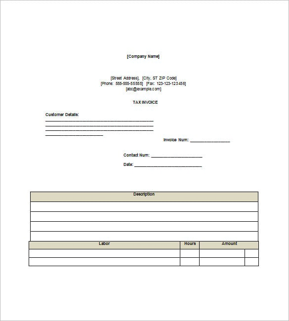 tax invoice template word