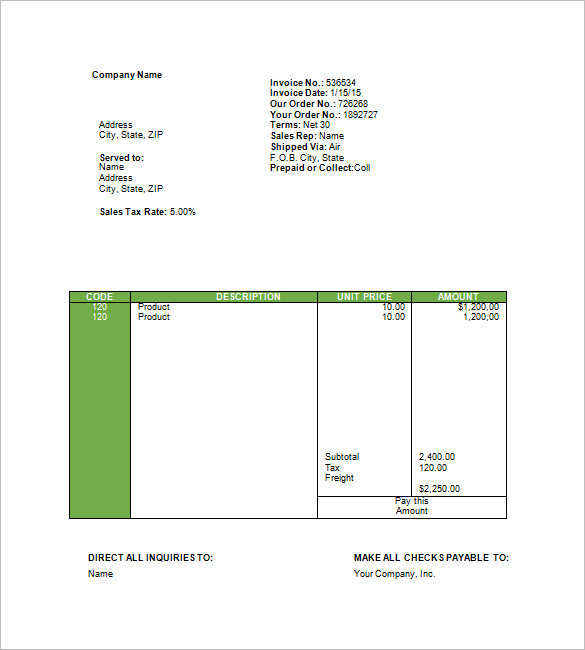 travel agency invoice form