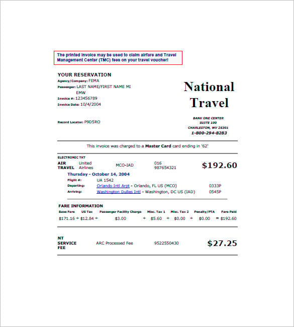 travel document fee payment
