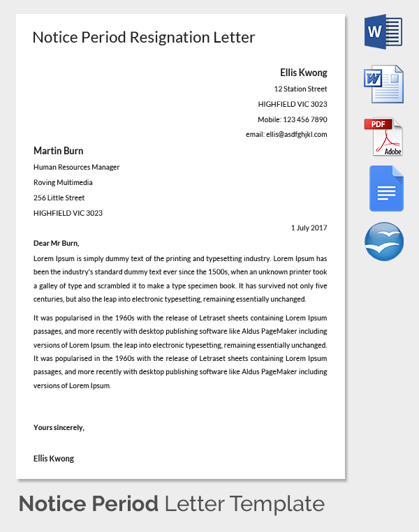 26+ Notice Period Letter Templates Free Sample, Example Format Free