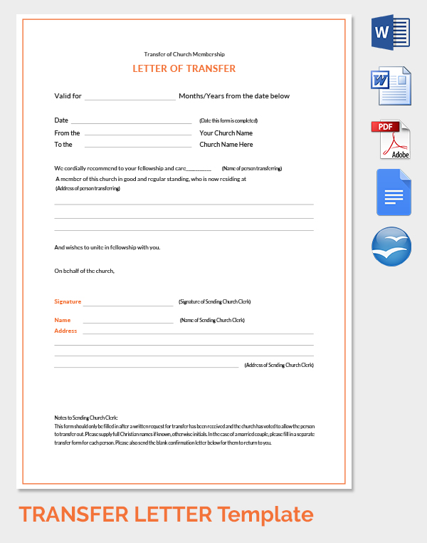 form for a of application standing good letter Templates Format Transfer Letter  Sample, 39 Free  Example,