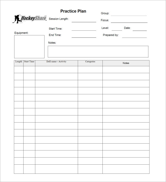 Printable Soccer Practice Plan Template