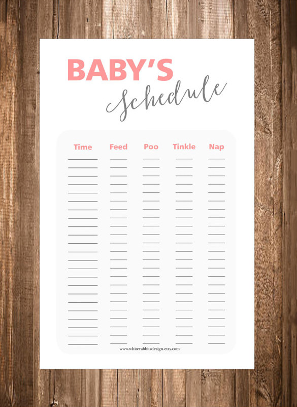 sleep log baby schedule template pdf sample