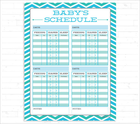 printable infant daily schedule