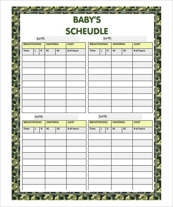 12 Baby Schedule Templates DOC PDF PSD