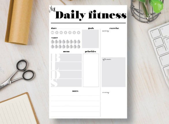 printable daily fitness exercise schedule template download