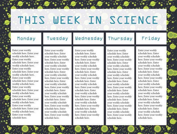 editable science class teacher schedule template download