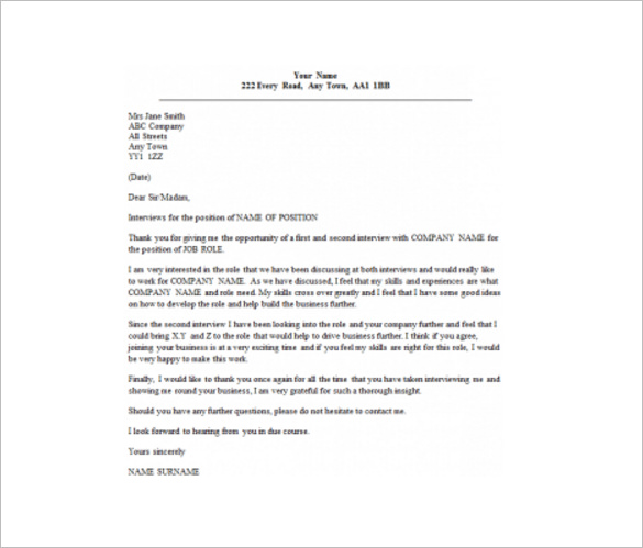 2nd thank you interview letter Thank 5 After  Email â€“ Sample Interview You Second Free