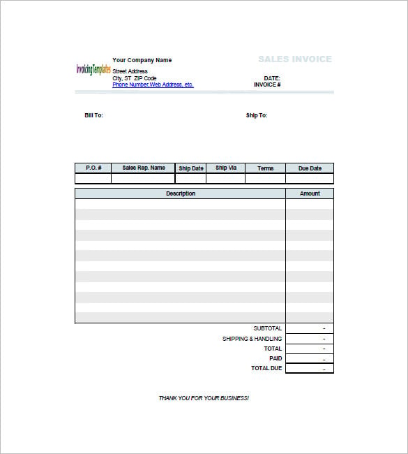 reatial invoice template free download