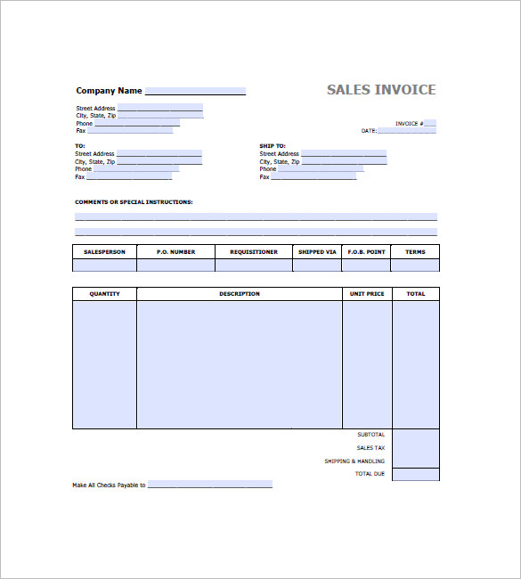 sales invoice template doc