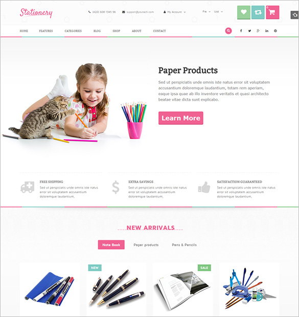 stationery responsive magento theme