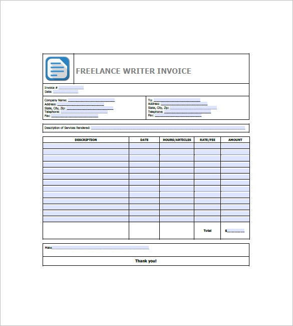 freelance writer invoice template